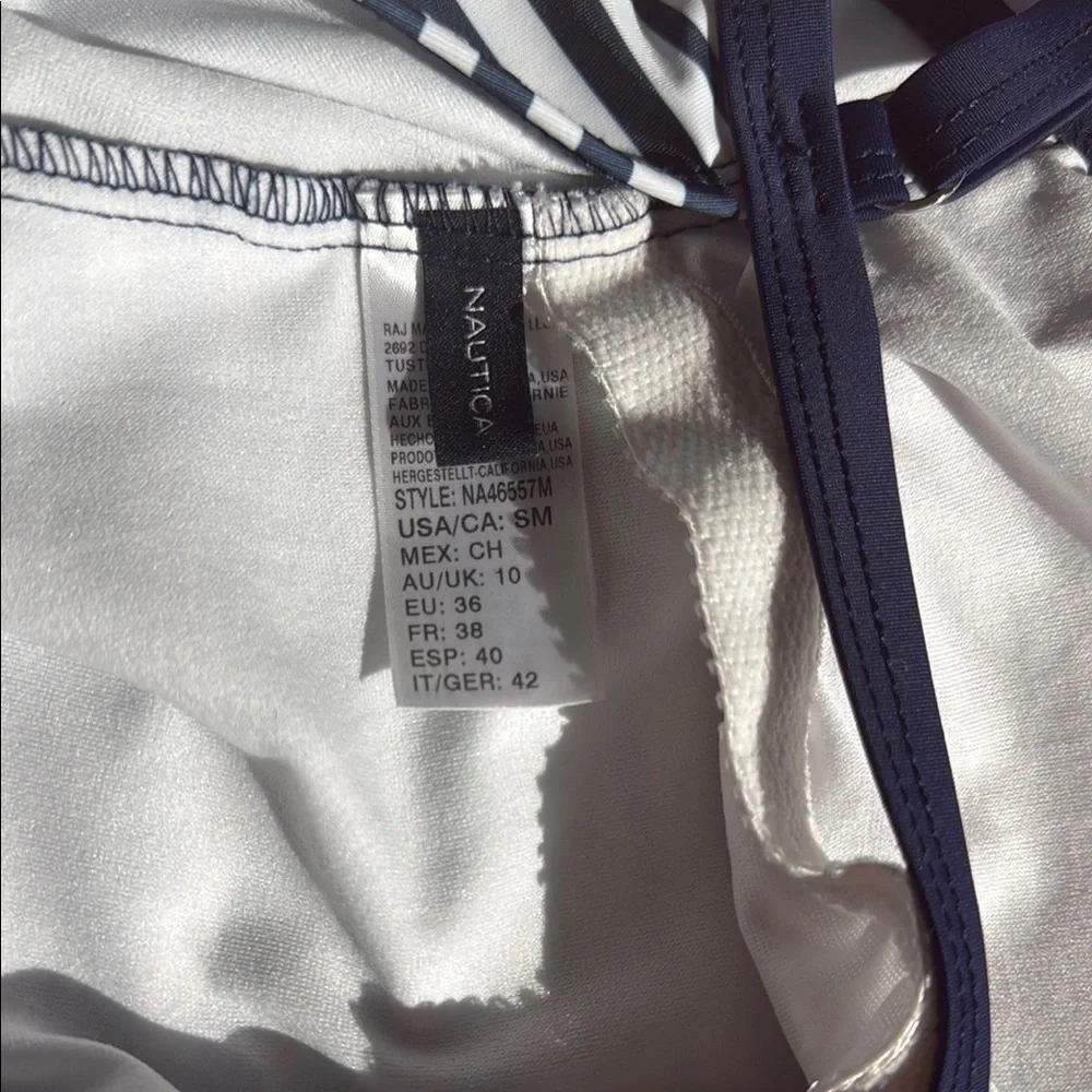 Nautica Black and White Halter One Piece Swimsuit